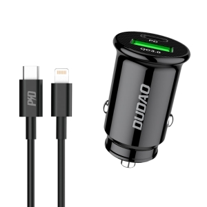 Dudao R3PRO ładowarka samochodowa kabel USB+USB-C 20W Czarna