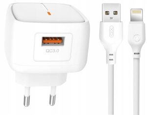 XO ładowarka sieciowa L59 QC 3.0 18W 1x USB biała + kabel Lightning