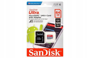 SANDISK ULTRA microSDXC 64GB SDSQUA4-064G-GN6MA 120MB/s  + ADAPTER