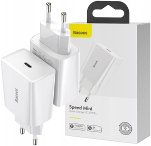 Baseus ładowarka sieciowa Speed Mini PD 20W 1x USB-C biała
