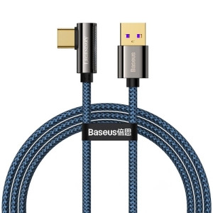 Kabel USB Do USB-C Kątowy Baseus Legend Series 66W 1m Niebieski CACS000403