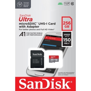 Sandisk karta pamięci Ultra Android microSDXC 256GB 150MB/s A1 Cl.10 UHS-I + adapter  (F)
