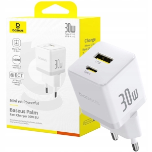 Ładowarka sieciowa Baseus Palm 30W USB-C USB-A WHITE