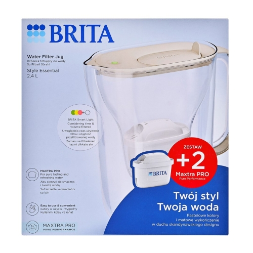 Dzbanek filtrujący Brita Style Essential+2 wkłady MaxtraPro PP (2,4l; piaskowy)