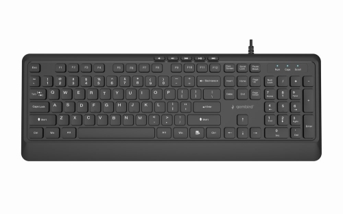 GEMBIRD KLAWIATURA PRZEWODOWA MULTIMEDIALNA SLIM, USB 5 KLAWISZY HOTKEYS, US LAYOUT, CZARNA