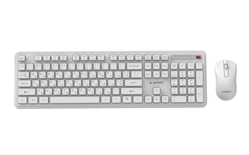 GEMBIRD BEZPRZEWODOWY ZESTAW KLAWIATURY + MYSZ SLIM PRO BUSINESS NA BIURKO,BIAŁY, UKŁAD RU