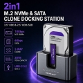 QOLTEC STACJA DOKUJĄCA HDD SSD | SATA | M.2 NVME | KLONOWANIE | USB-C | 10GB/S